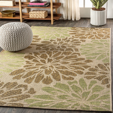 Zinnia Modern Floral Textured Weave Indoor/outdoor Area Rug